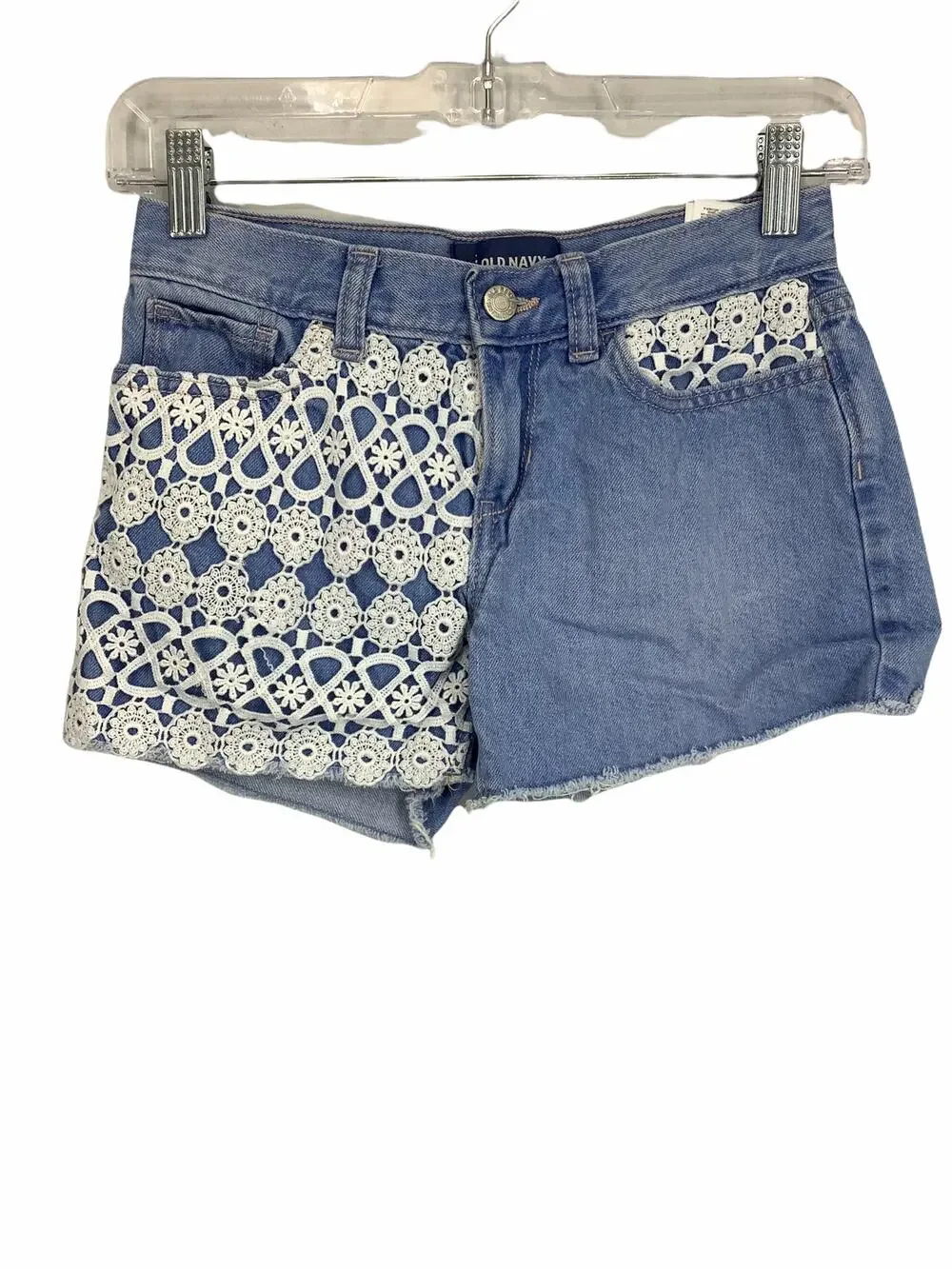 Old Navy Girl's Embroidered Blue Denim Jean Shorts Kid's Youth Size 12